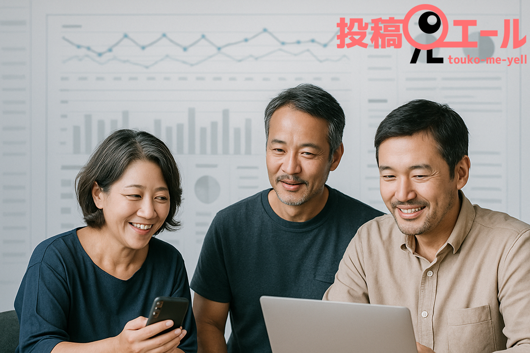 投稿見エールのFV:中小企業のメンバーとダッシュボードイメージ