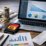 広告で集客しても売上が止まる構造の問題を象徴する、止まったLED看板や静まり返った商店街の夜明け前の風景。広告から先につながる接点が残っていない状態を暗示した写真