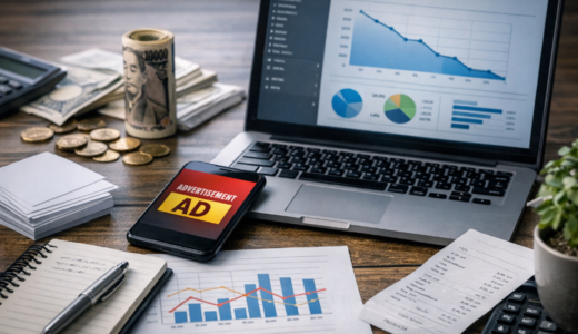 広告で集客しても売上が止まる構造の問題を象徴する、止まったLED看板や静まり返った商店街の夜明け前の風景。広告から先につながる接点が残っていない状態を暗示した写真